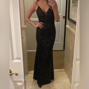 Black Sequin Gown